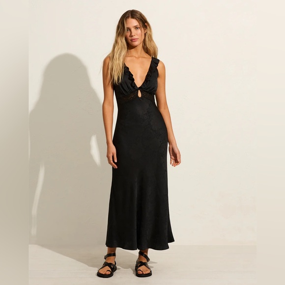 Auguste The Label Aida bias black slip dress with lace front - Picture 3 of 10